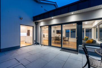 Another Arkwood designed and built Kitchen Extension, refurbishment of house and works to the rear garden in Foxrock South Dublin.